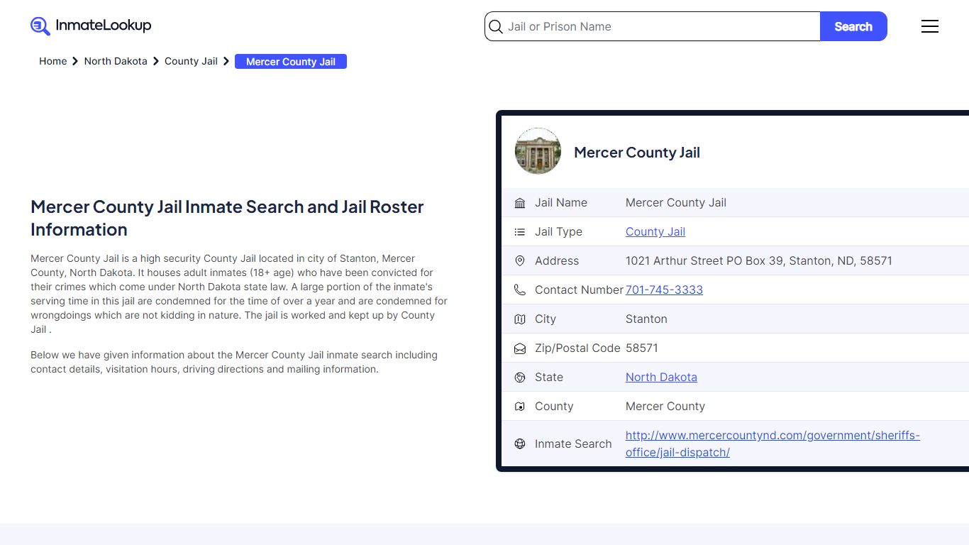 Mercer County Jail Inmate Search and Jail Roster Information