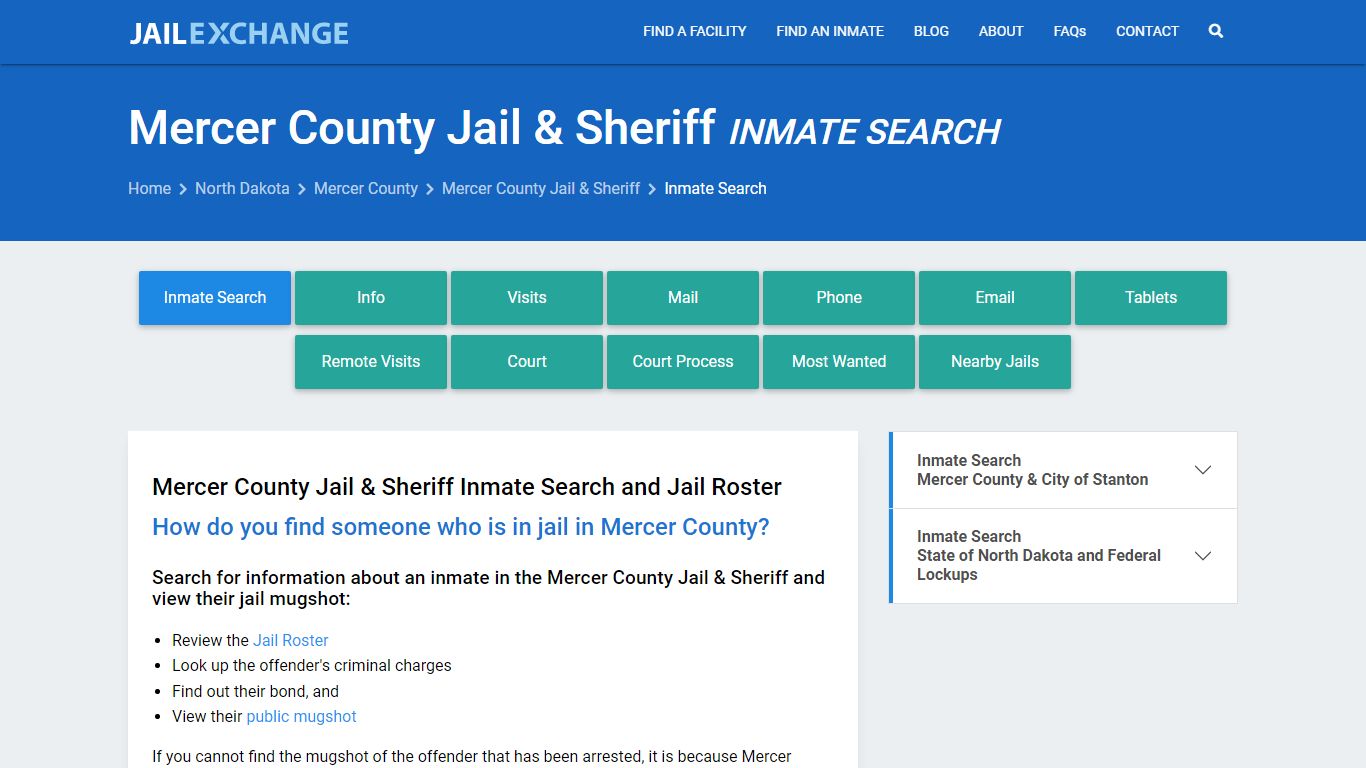 Inmate Search: Roster & Mugshots - Mercer County Jail & Sheriff, ND